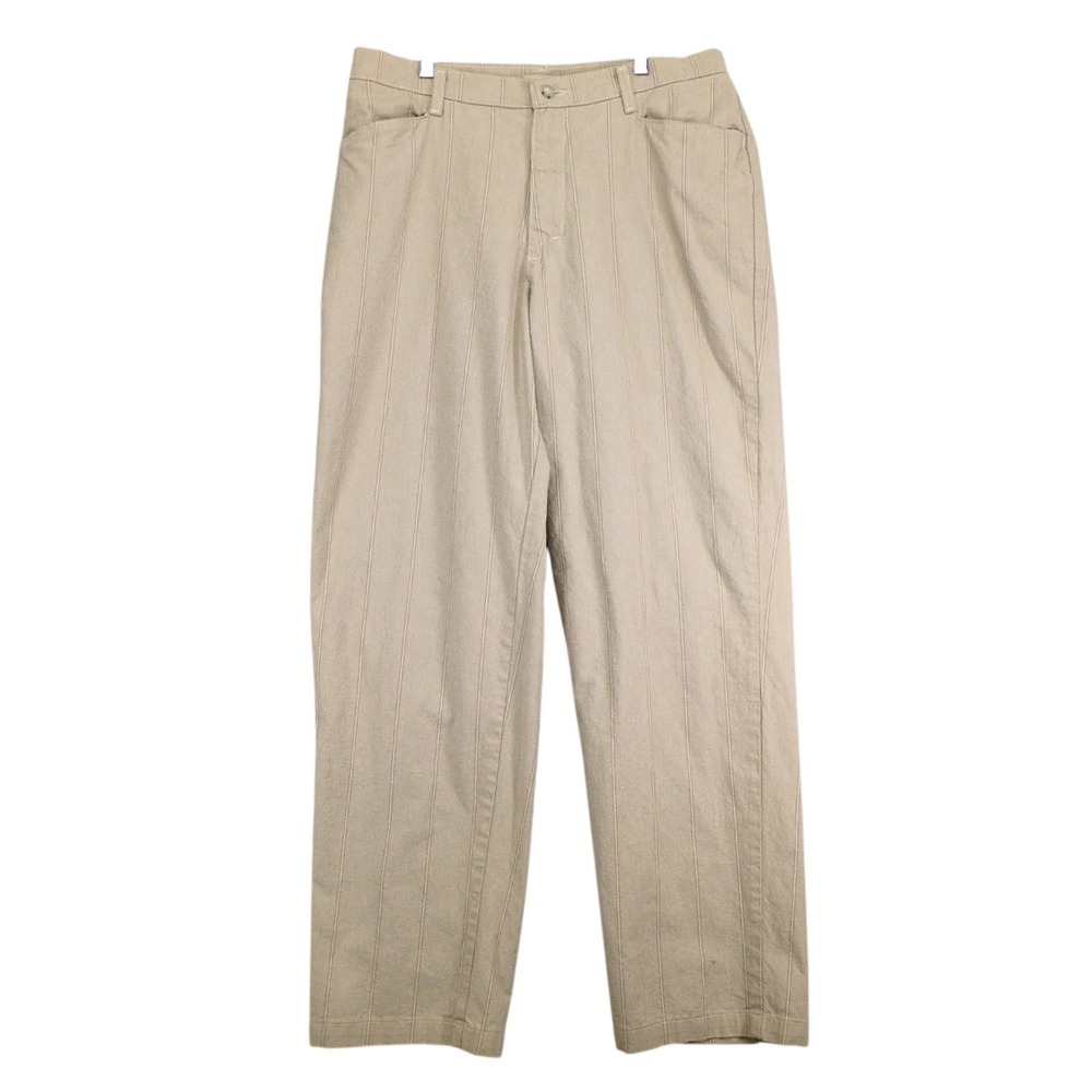 Vintage Lee Tan Striped Western Pants Womens Size 14 Ranchwear High Rise 33x30"